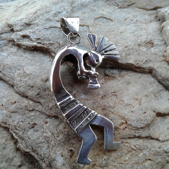 Jewelry - Sterling silver 3D double sided kokopelli pendant